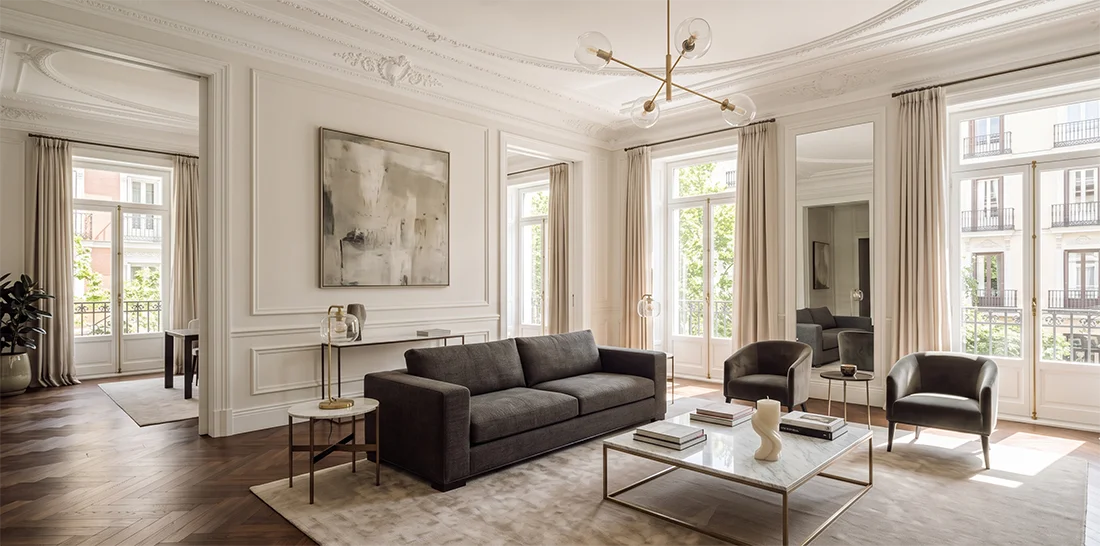 Salón de una vivienda reformada en Chamartín, Madrid