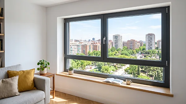 Ventana nueva instalada para mejorar el aislamiento de un piso